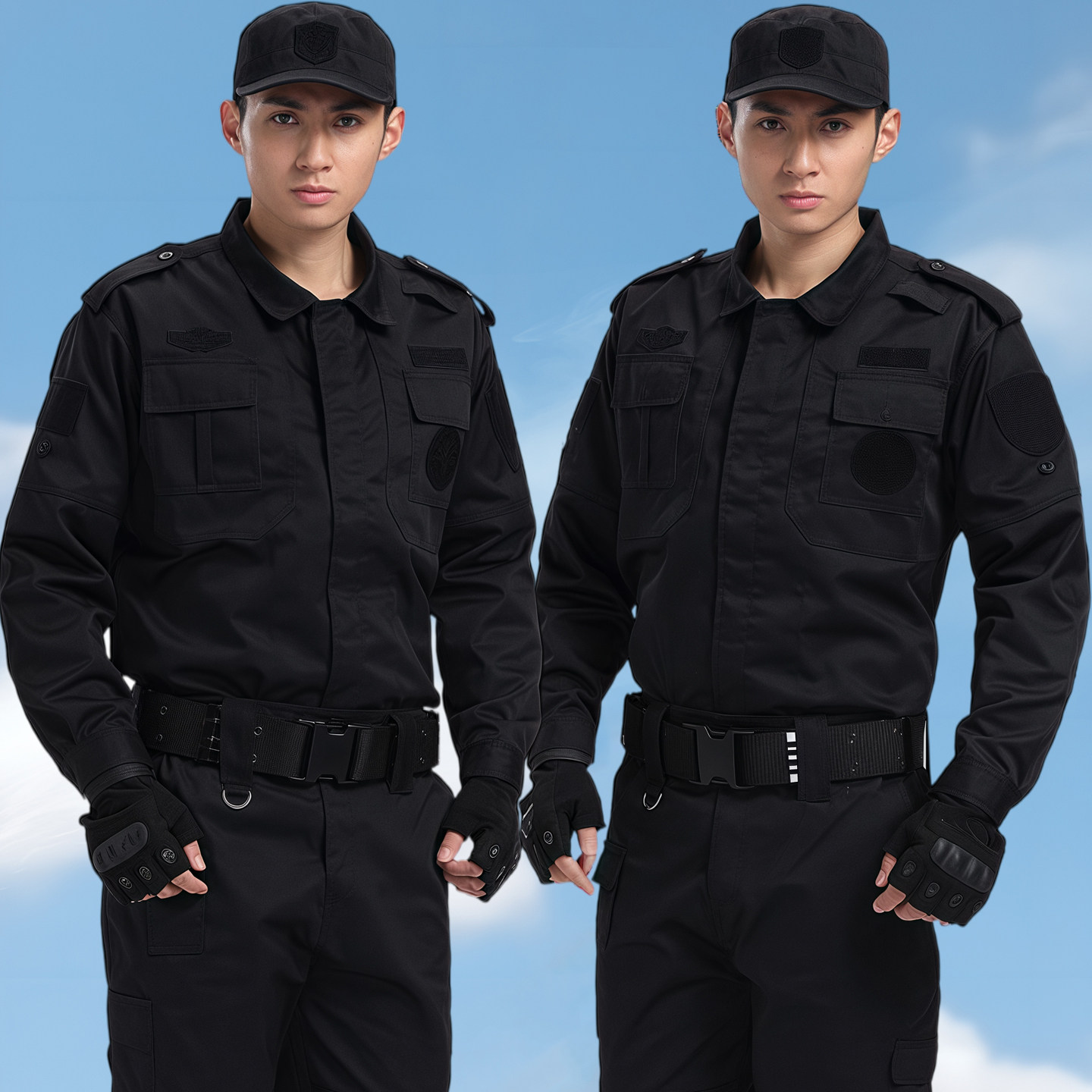 保安工作服套装男春秋冬季保安制服加厚长袖特训服黑色冬装保安服