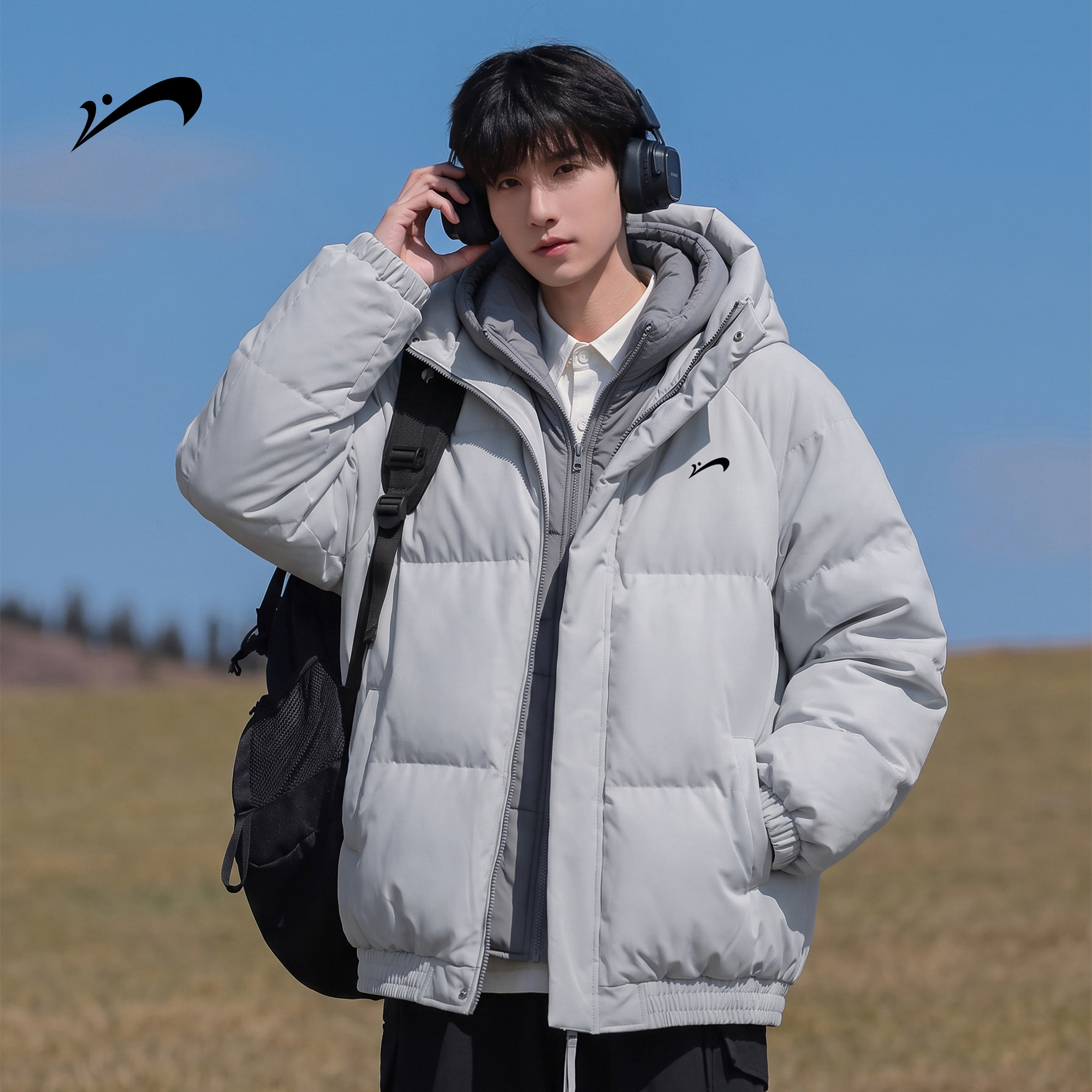 贵人鸟连帽棉服男冬2026新款棉袄保暖加厚防风防寒面包服棉衣外套