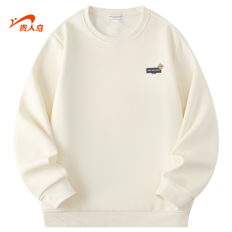 贵人鸟男士圆领加绒保暖卫衣