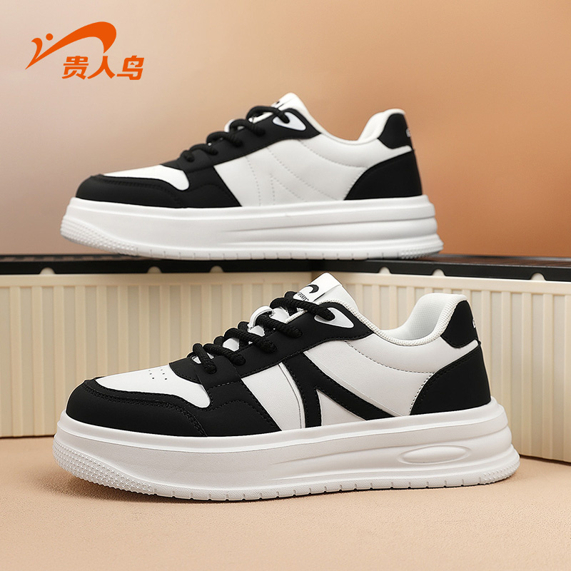 贵人鸟车缝线系带男士板鞋