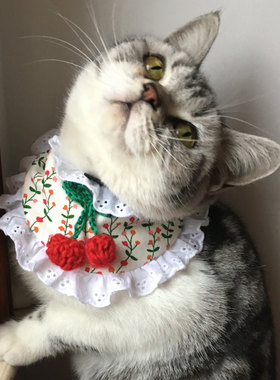 小樱桃纯棉猫咪高档三角巾