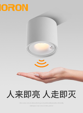 人体感应明装LED射灯家用入户过道玄关自动红外光感cob天花吸顶灯