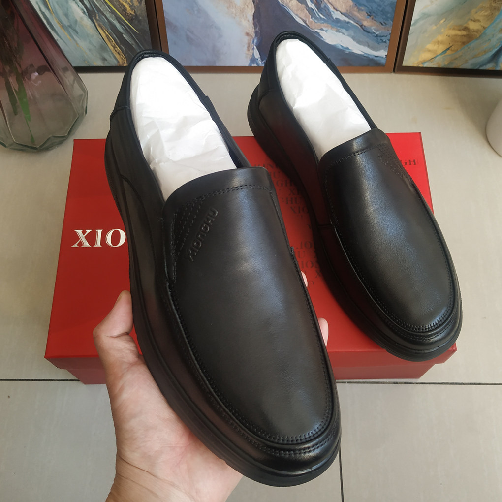 雄虎皮鞋男士真皮头层牛皮一脚蹬软底防滑耐磨透气舒适百搭男鞋