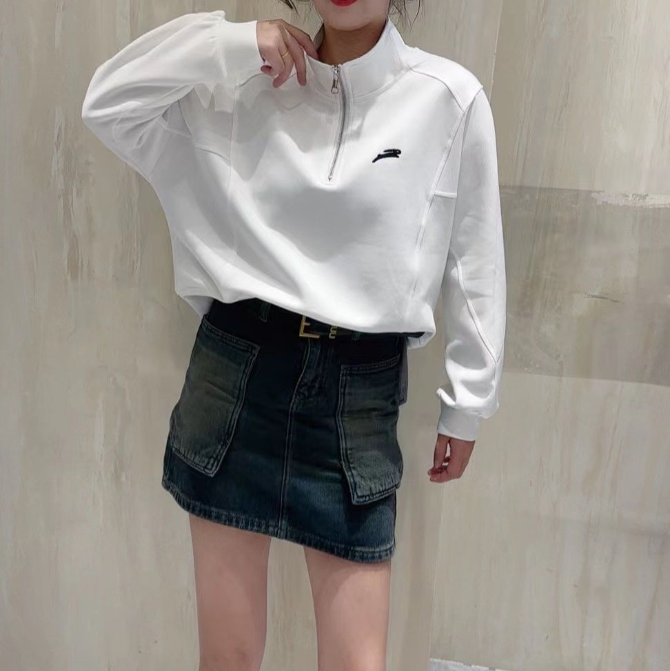 时髦个性上身巨好看半拉链设计感百搭宽松休闲卫衣女WY8635