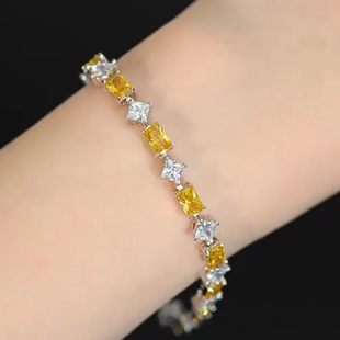 旭平彩宝系列几何不规则方块冰糖手链时尚 轻奢小众精致高级感手饰