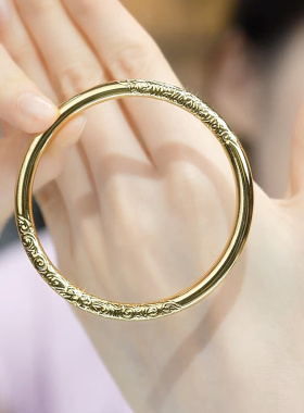 旭平金色硬花纹路时尚气质手镯手饰叠戴时尚单品