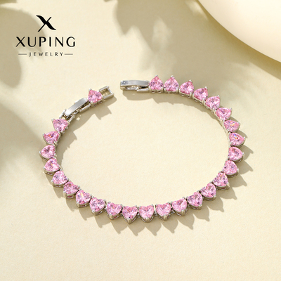 旭平彩宝系列满锆爱心手链小众设计感时髦闪烁时尚甜美气质手饰