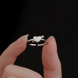 旭平【一箭倾心】丘比特之箭爱心戒指女轻奢指环精致气质食指戒