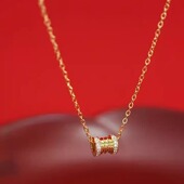 旭平金色立体微镶小蛮腰项链女时尚 优雅复古气质通勤易搭锁骨链