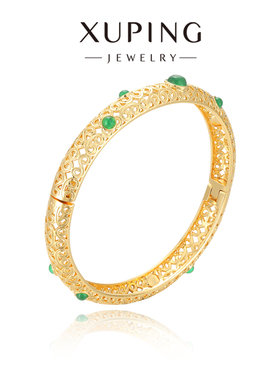 柔柔【金色圆舞曲】祥云如意手镯镂空雕花复古新中式镯子旗袍手环