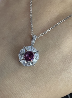 旭平铜钱简约ins风时尚个性气质款大气圆形微镶人造石仿水晶项链