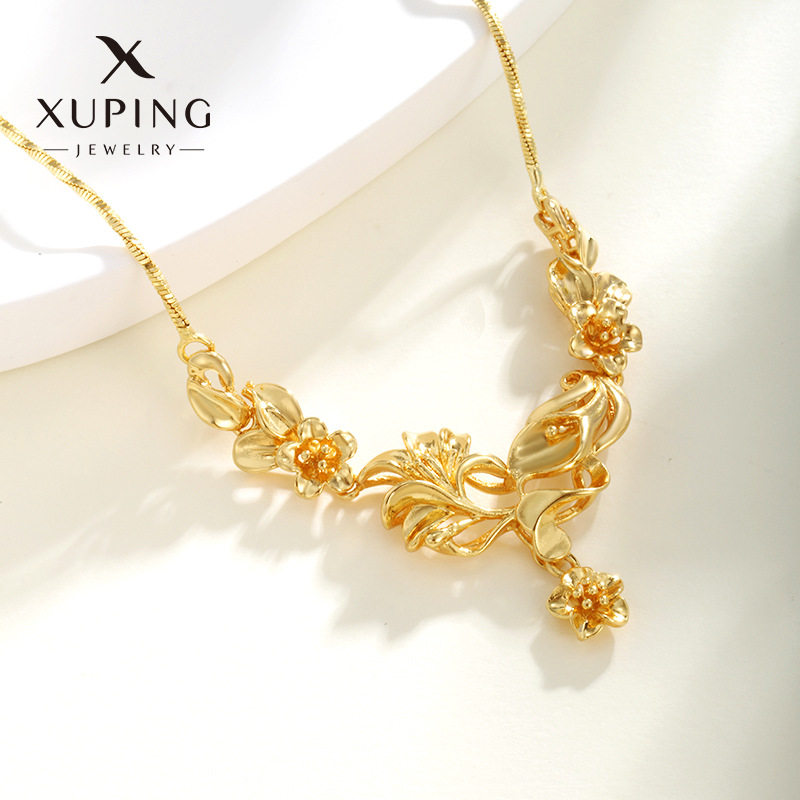 旭平仿金色花卉项链女轻奢复古高级感金花,饰品/流行首饰/时尚饰品新,项链,淘宝优惠券,粉丝福利购,淘宝优惠卷