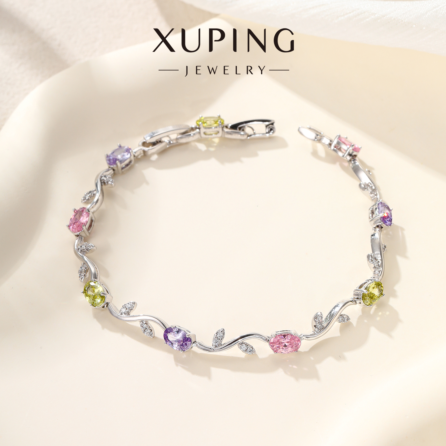 旭平彩宝系列藤蔓郁金香手链女生轻奢小众精致高级感手饰生日礼物