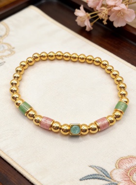 旭平复古中式气质时尚经典仿黄金色弹力绳手串均码手链