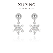 旭平微镶密镶人造石闪烁雪花流苏灵动蚊香盘耳夹耳环有无耳洞可戴