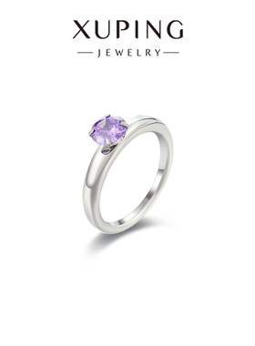 旭平四爪单石彩锆星期戒指简约ins镜面抛光内螺旋纹转戒通勤指环