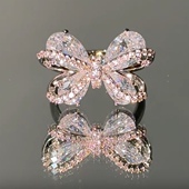 楠楠细闪闪亮蝴蝶结闭口戒指女潮个性 小众设计高级感气质时尚 指环