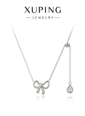 旭平蝴蝶结流苏水滴项链时尚气质高级感小众设计女新款