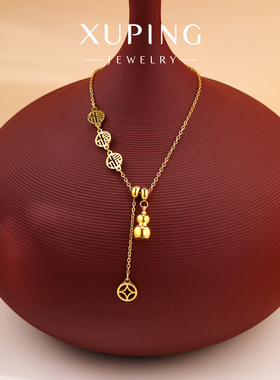 旭平葫芦仿黄金色铜钱项链女新款精致高级感轻奢小众锁骨链项饰