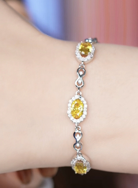 楠楠彩宝系列暖黄色圆形手链女时尚轻奢气质小众设计高级感手饰