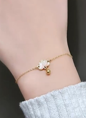 旭平珐琅彩莲花手链女新中式国风气质复古小众设计高级感手饰