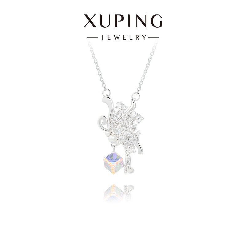 旭平方糖仿水晶蝴蝶项链时尚法式优雅轻奢小众设计项链旭平