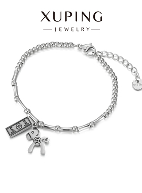 旭平【马上有米】复古风木马手链女个性竹节串珠子手饰送闺蜜礼物