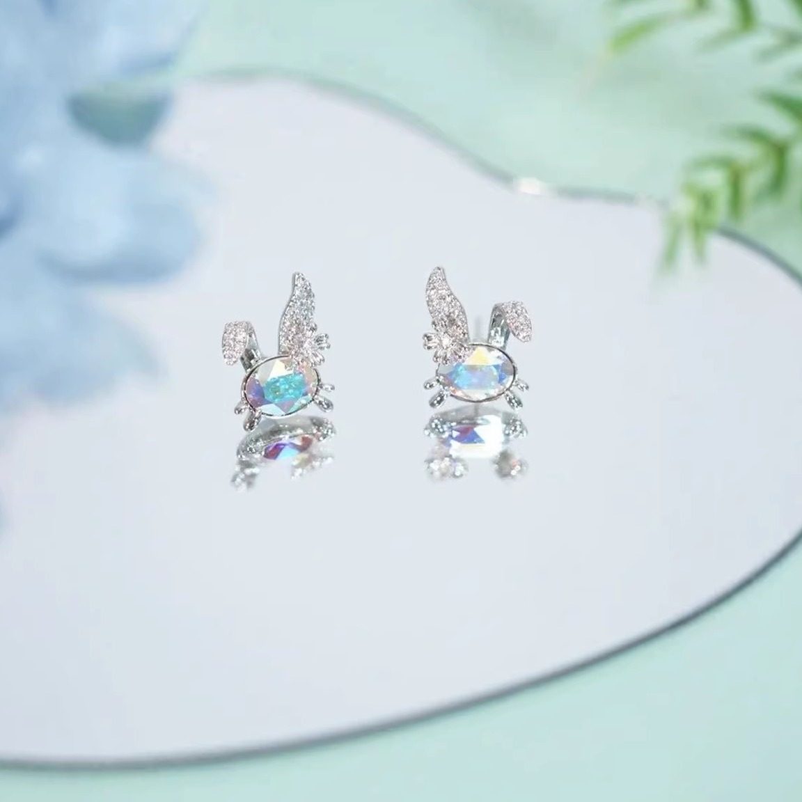 旭平仿水晶系列春夏小清新耳钉甜美彩白兔子可爱俏皮简约通勤耳饰,饰品/流行首饰/时尚饰品新,耳钉,淘宝优惠券,粉丝福利购,淘宝优惠卷