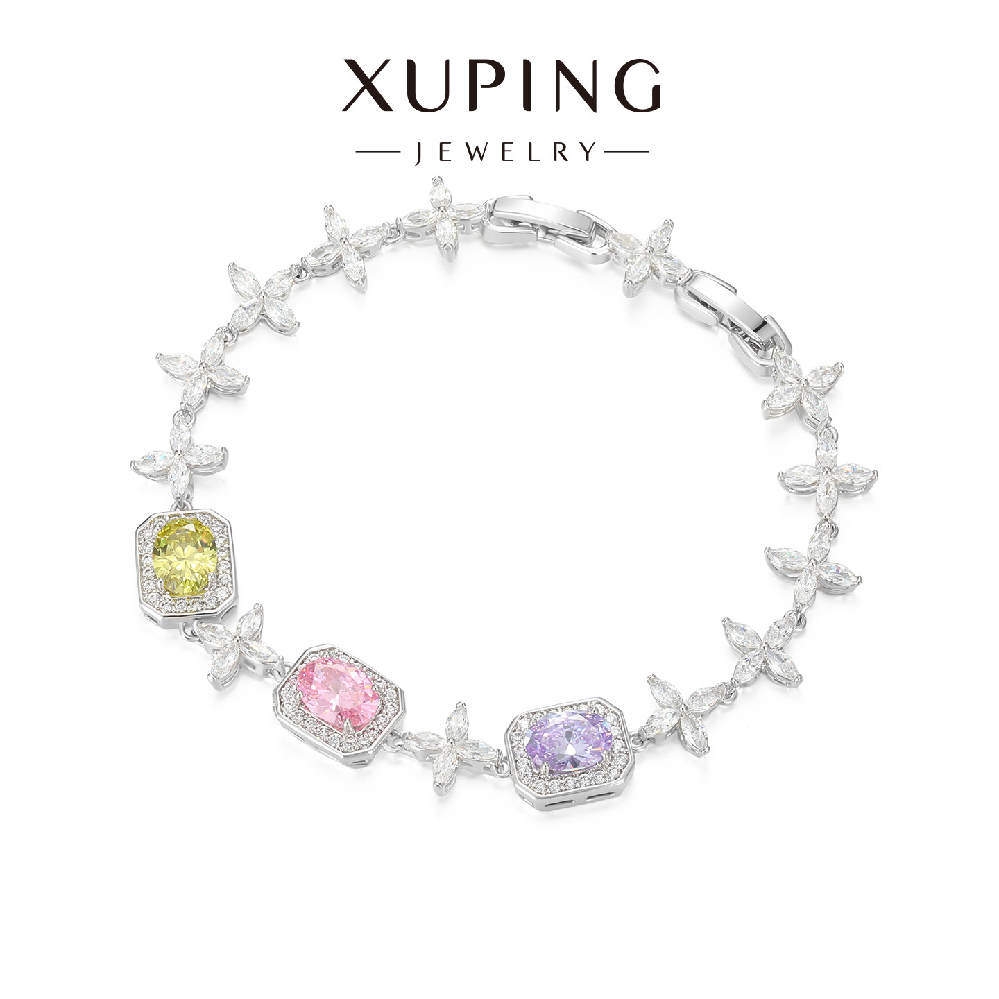 旭平彩色方糖拼接四叶花手链时尚轻奢优雅气质手饰生日礼物送闺蜜,饰品/流行首饰/时尚饰品新,手链,淘宝优惠券,粉丝福利购,淘宝优惠卷