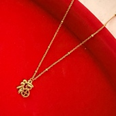 旭平福字隔珠项链女复古新中式 气质仿黄金色福牌锁骨链新年礼物