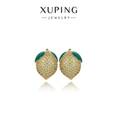 旭平绿色滴釉微镶满锆柠檬耳环女轻奢耳钉2025年新款 高级感耳饰