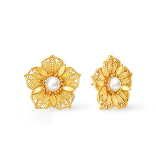 旭平合金仿黄金色花朵耳饰耳钉