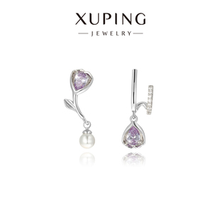 旭平郁金香仿珍珠不对称AB款耳钉轻奢高级感甜美时尚优雅气质耳饰