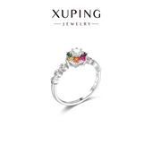 旭平六爪微镶蜂窝彩色戒指女小众高级感食指戒时尚 轻奢气质指环