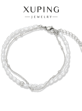 旭平法式仿珍珠双层珠手链时尚简约ins风小众设计叠戴高级感手饰