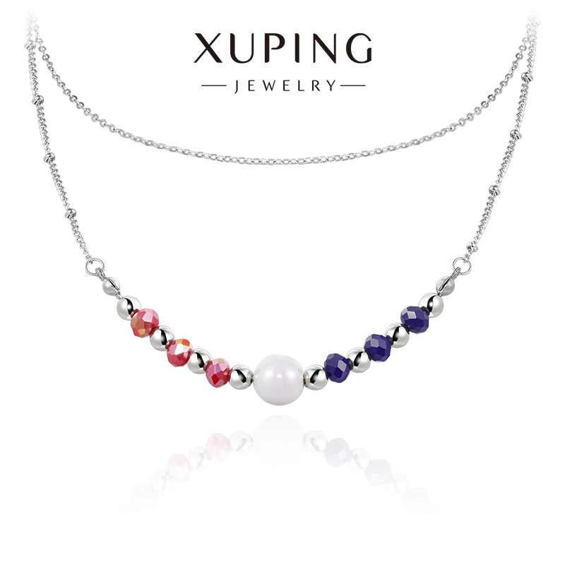 小如双层红色串珠拼接仿珍珠项链女小众设计复古新中式气质锁骨链