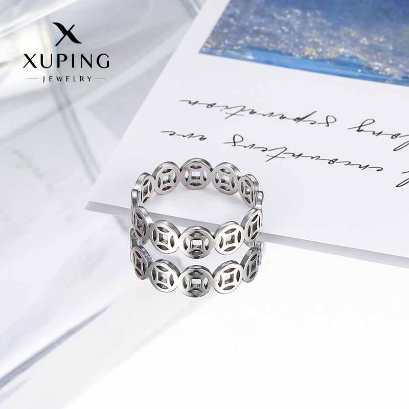 XUPING简约秋冬新款 钱币铜钱米多多戒指小众轻奢ins风设计感指环