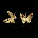 旭平金色镂空立体蝴蝶耳钉女轻奢夏日气质森系仙气耳环甜美耳饰女