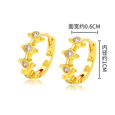 旭平微镶人造石时尚通勤简约易搭气质小耳扣耳环