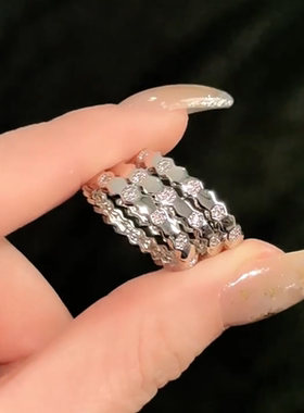 旭平六边形几何蜂窝状个性时尚单品套戒（3个装）戒指叠戴易搭