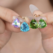 旭平仿水晶盾牌气质简约合金耳扣