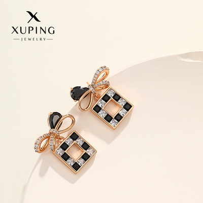 旭平平蝴蝶结方块个性耳饰