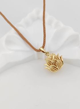 旭平立体莲花时尚复古元素仿黄金色秋冬毛衣链时尚饰品搭配项链