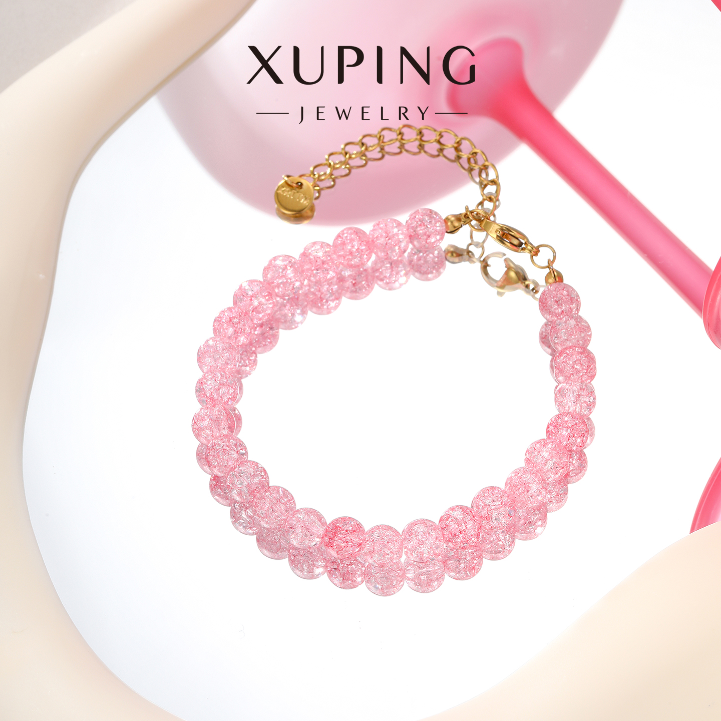 旭平粉色时尚小清新甜美气质简约经典手链