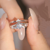 旭平时尚 皇冠套戒气质易搭戒指指环叠戴轻奢食指戒