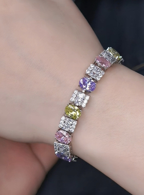 米果时尚闪烁糖果彩宝手链女ins风闪耀手饰