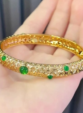 旭平新中式仿金色镂空轻奢宫廷风如意手镯
