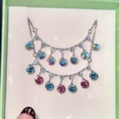 旭平微笑流苏项链女仿水晶锁骨链灵动轻奢气质