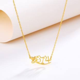 旭平1314数字项链仿黄金色爱心个性简约锁骨链简约ins项链