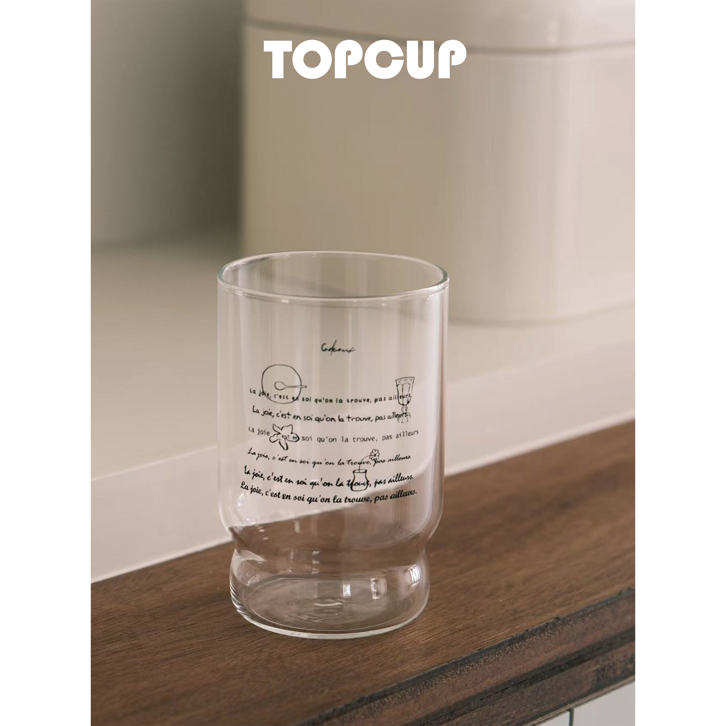 TOPCUP&La Joie咖啡高颜值ins风耐冷热简约可叠放高硼硅玻璃杯子图片